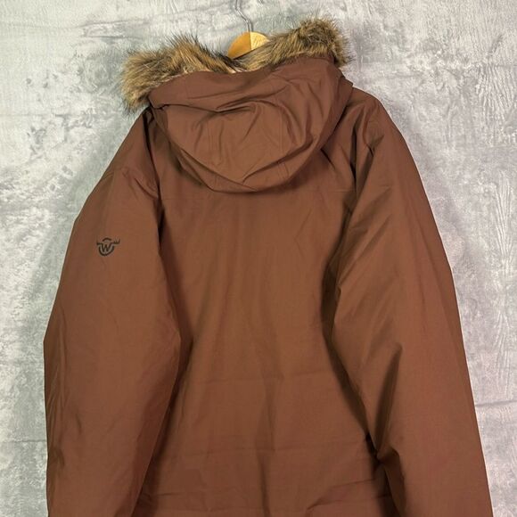 NWT New Moosejaw Brown FullZip Duck Down Filled Parka Adjustable Hood Size XLT - Picture 15 of 15